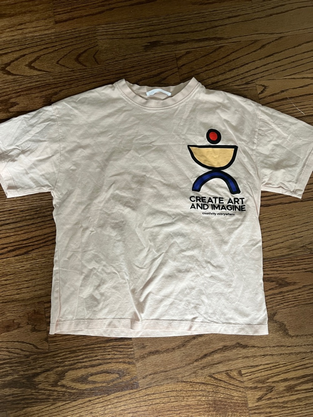 Zara Kids - Create Art and Imagine Graphic Tee - light pink with Colorful Logo